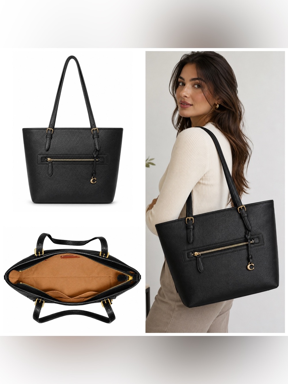 Coach. 5 Piece Set: Taylor Tote & Free Wristlet, Sunglasses, Scarf & Dust Bag. - Picture 2 of 16